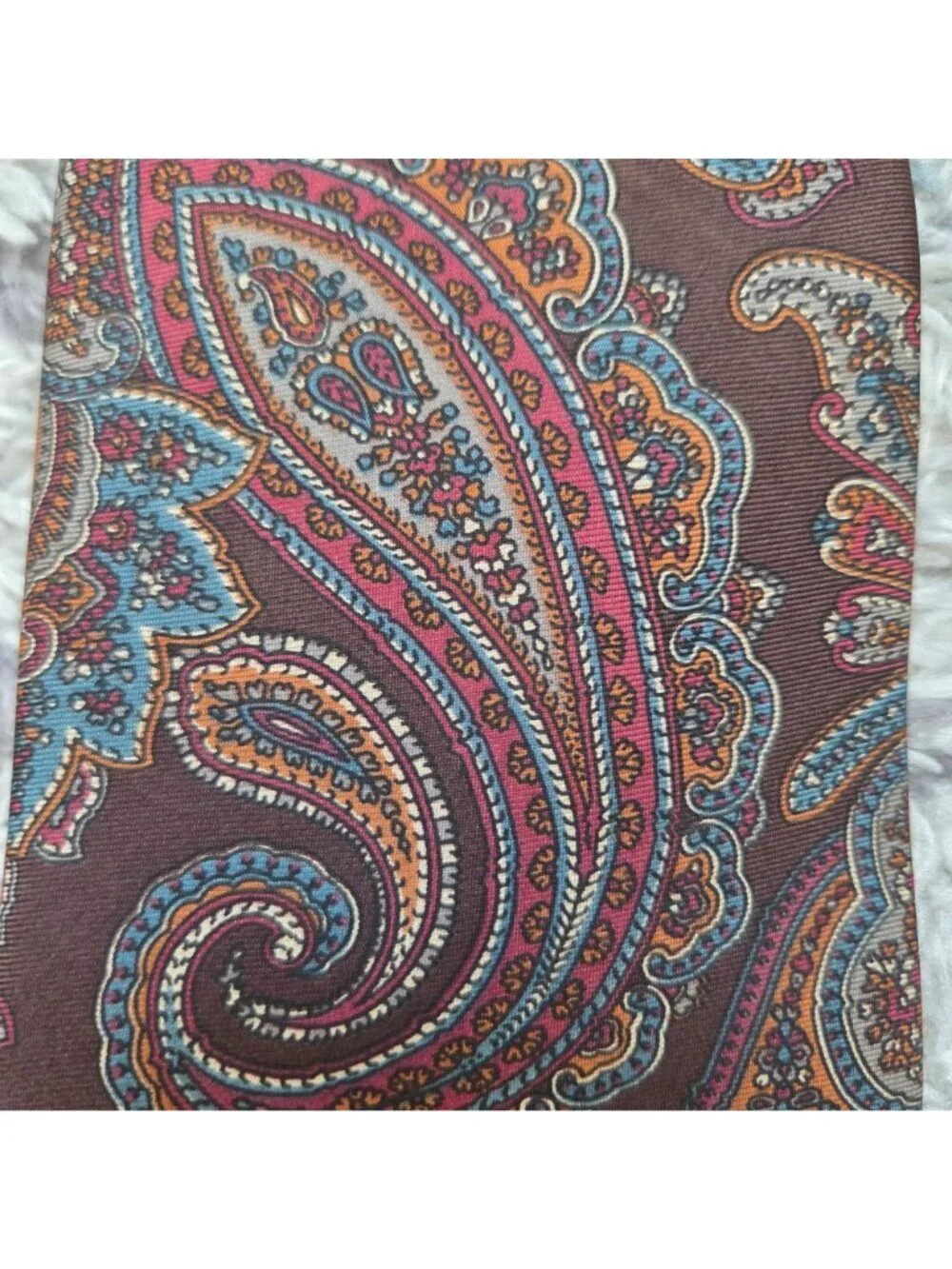 Vintage Christian Dior Monsieur Burgundy Paisley Print Men's Silk Tie